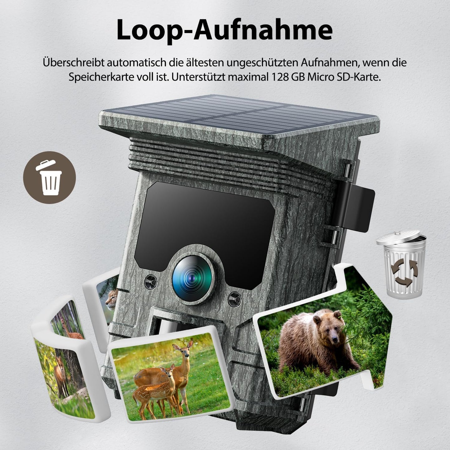 Wildkamera Solar mit Handyübertragung, Hellgrau