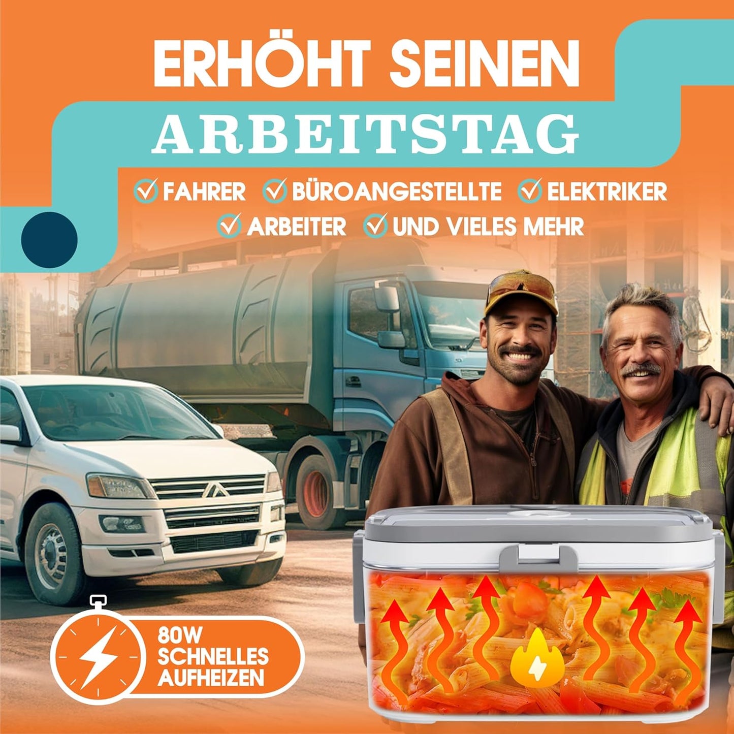 Elektrische Lunchbox, 3-in-1, Grau