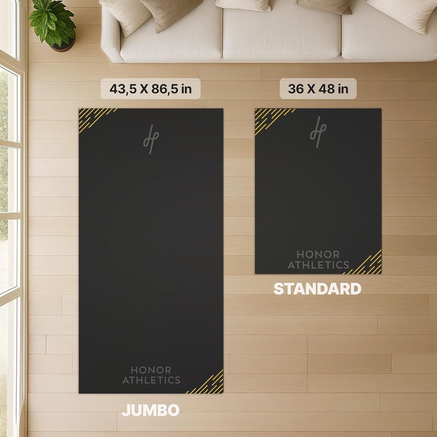 Springseil-Matte Jumbo für Indoor/Outdoor, Schwarz Jumbo – 43.5" x 86.5"