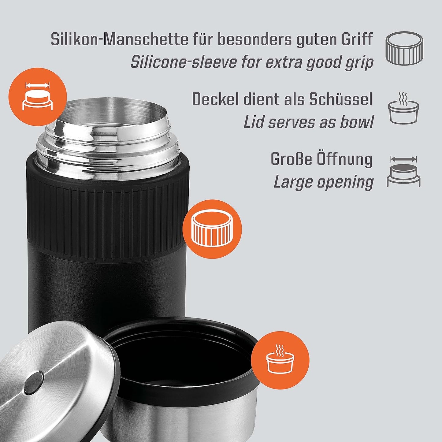 Sculptor Thermobehälter, Schwarz 1000 ml Mit Manschette