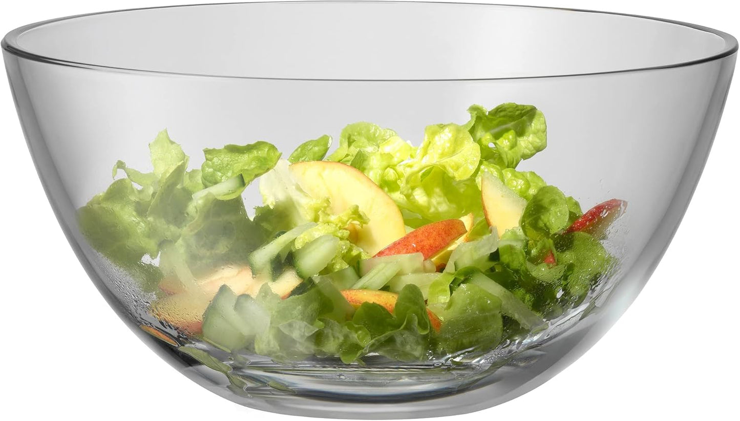 Salatschüssel Set mit Salatbesteck 25cm Taverno Glas Edelstahl 18/10 poliert, Salatschüssel 23.5 cm