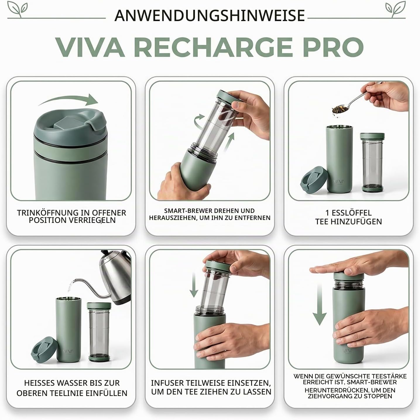 Doppelwandiger Thermobecher mit Sieb, Mintz