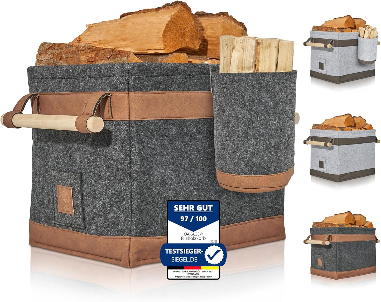 Holzkorb, Dunkelgrau Bundle