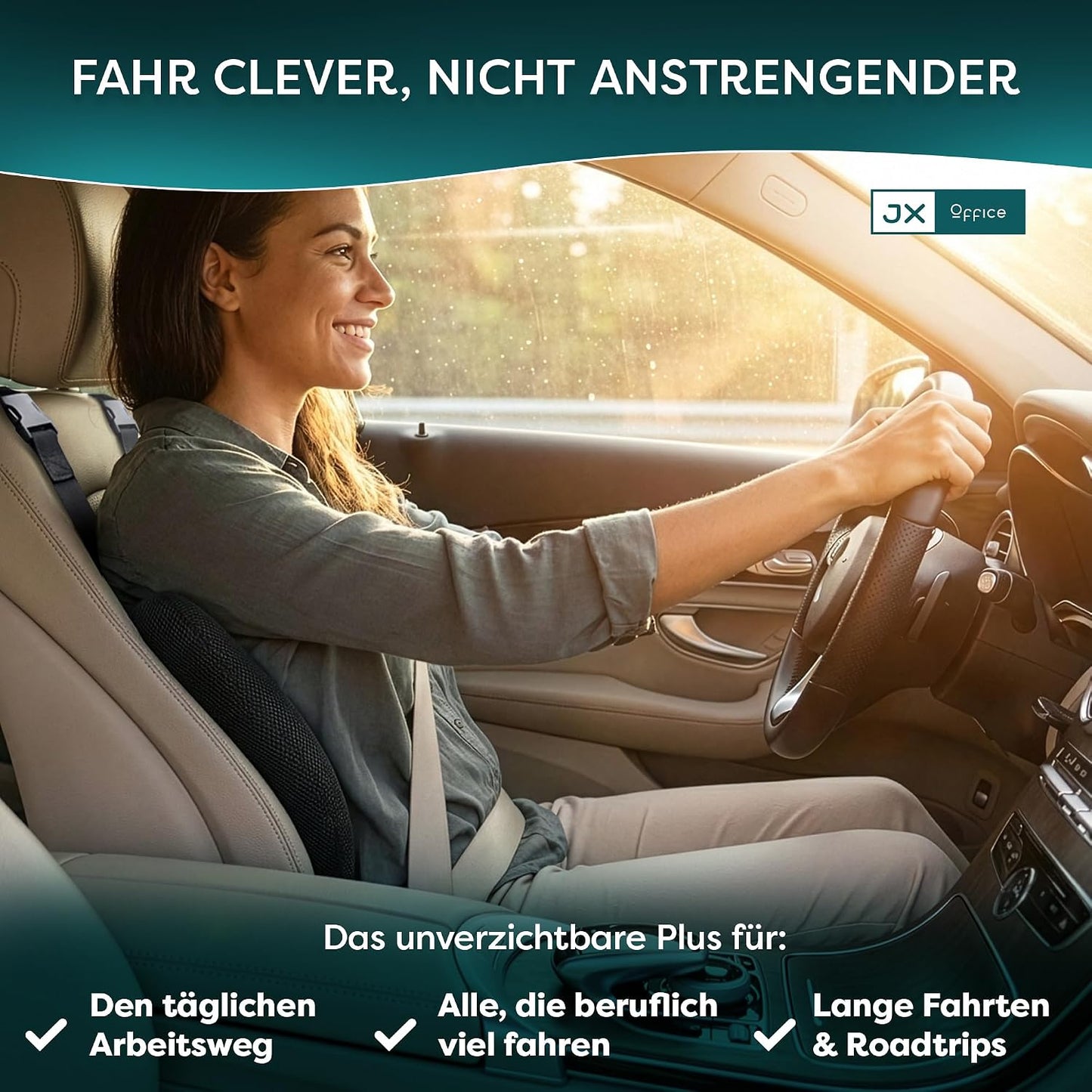 Ergonomische Lordosenstütze aus Memory Foam, Schwarz Auto Version