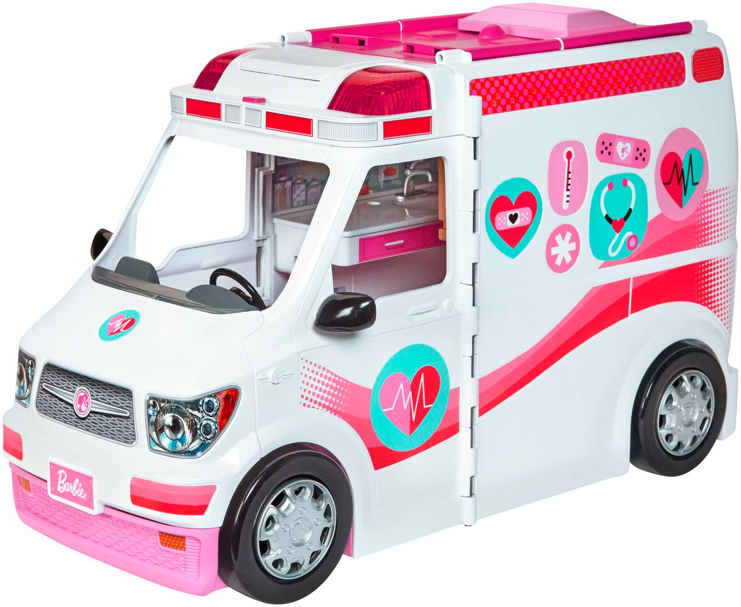 Barbie 2-in-1 Krankenwagen Spielset (mit Licht & Geräuschen), Spielfahrzeug