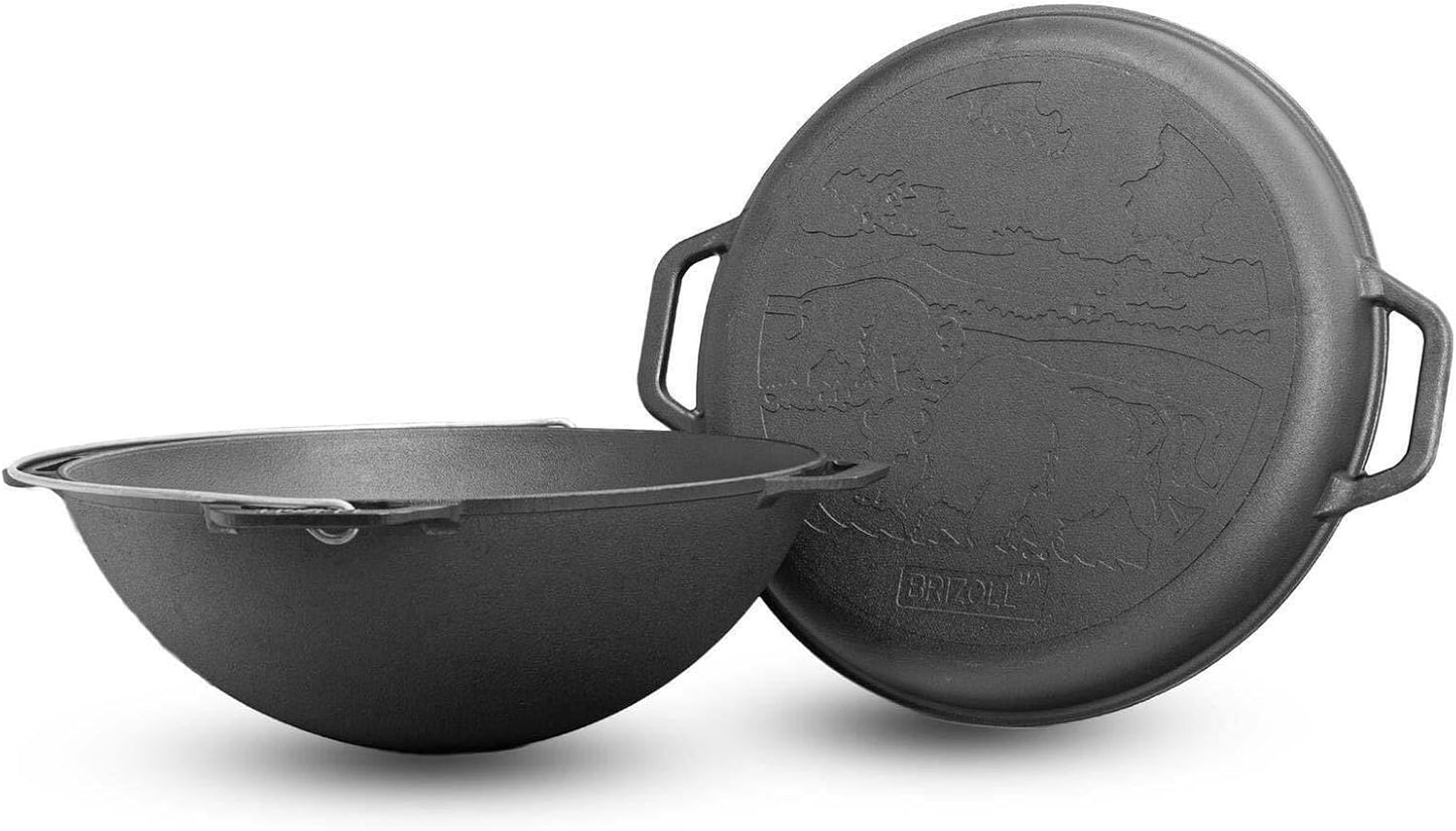 Kazan Feldküchen-Set mit Abzugsrohr, Ø36 cm + 8 L, Deckel-bratpfanne