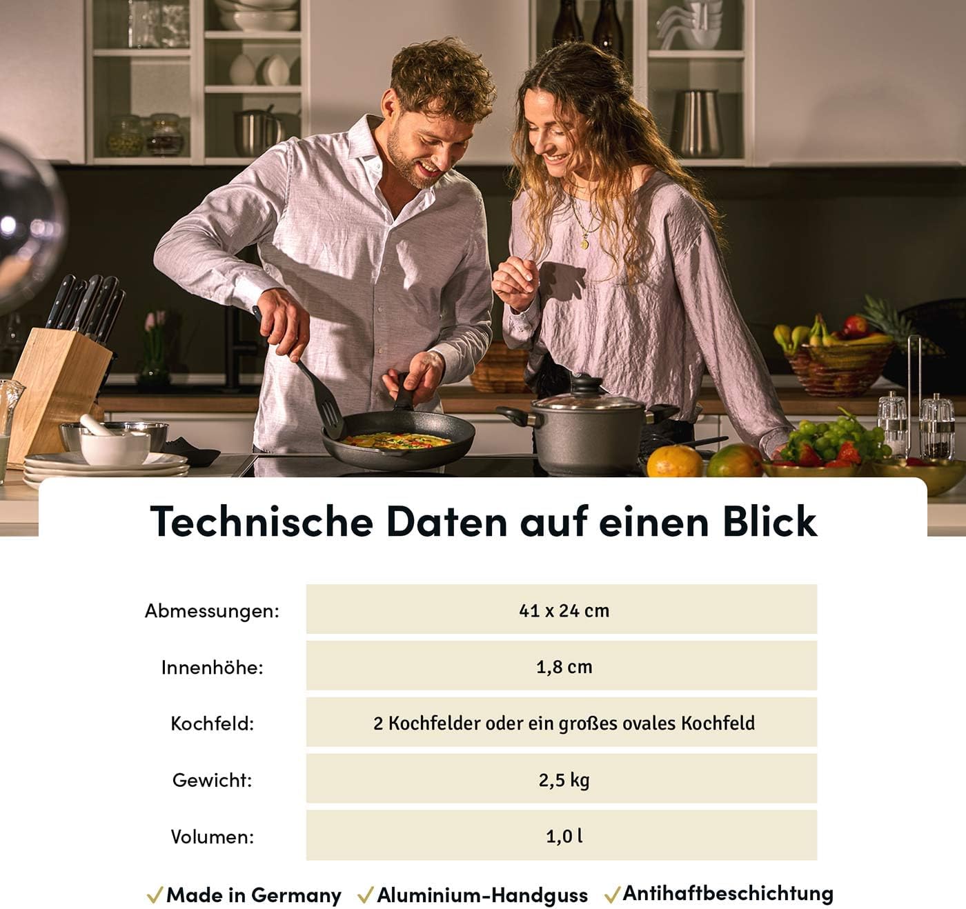 Teppanyaki Grillplatte mit Seitengriffen