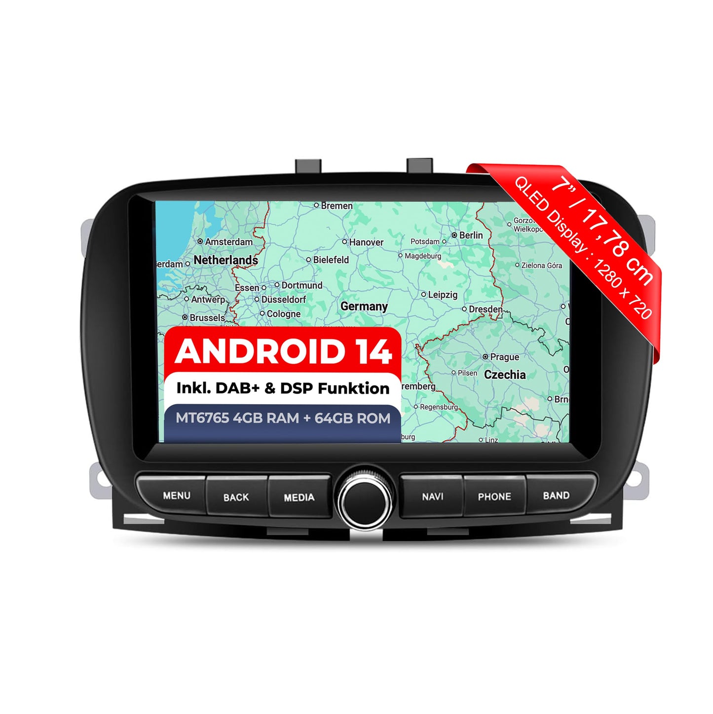 AFI73-L2 Android 14 Autoradio mit Navigation & CarPlay für Fiat 500 2016-2019, AFI73-L2