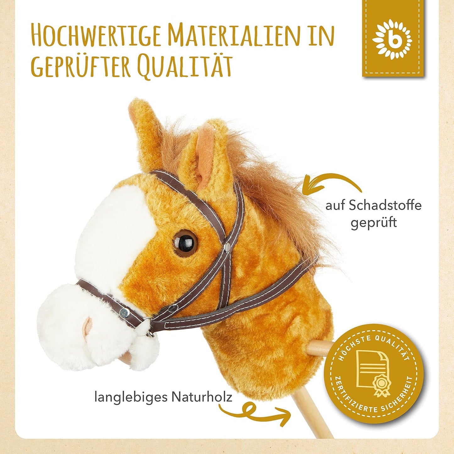 Steckenpferd - Holzpferd für Kinder, Braun