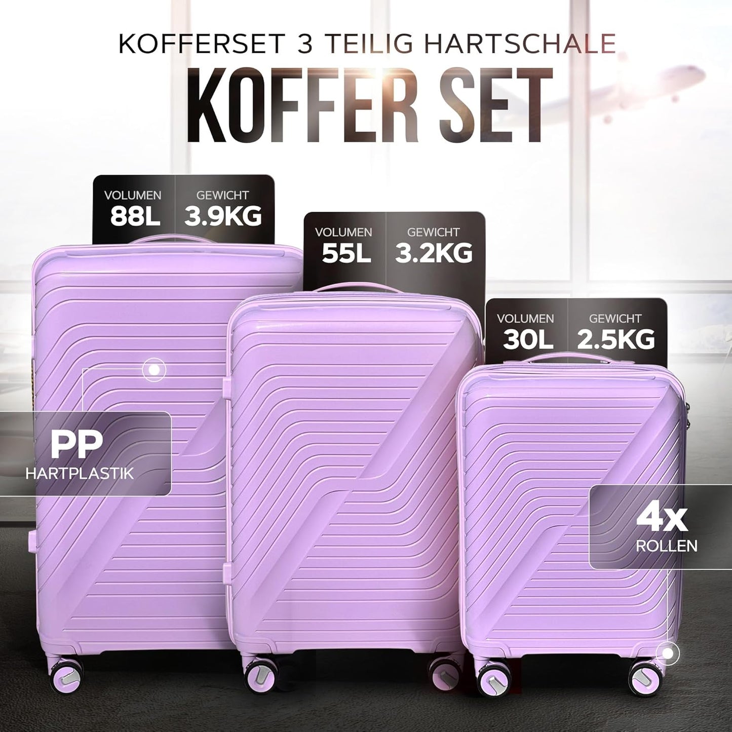 3-teiliges Reisekoffer Set, Rose V3 Set