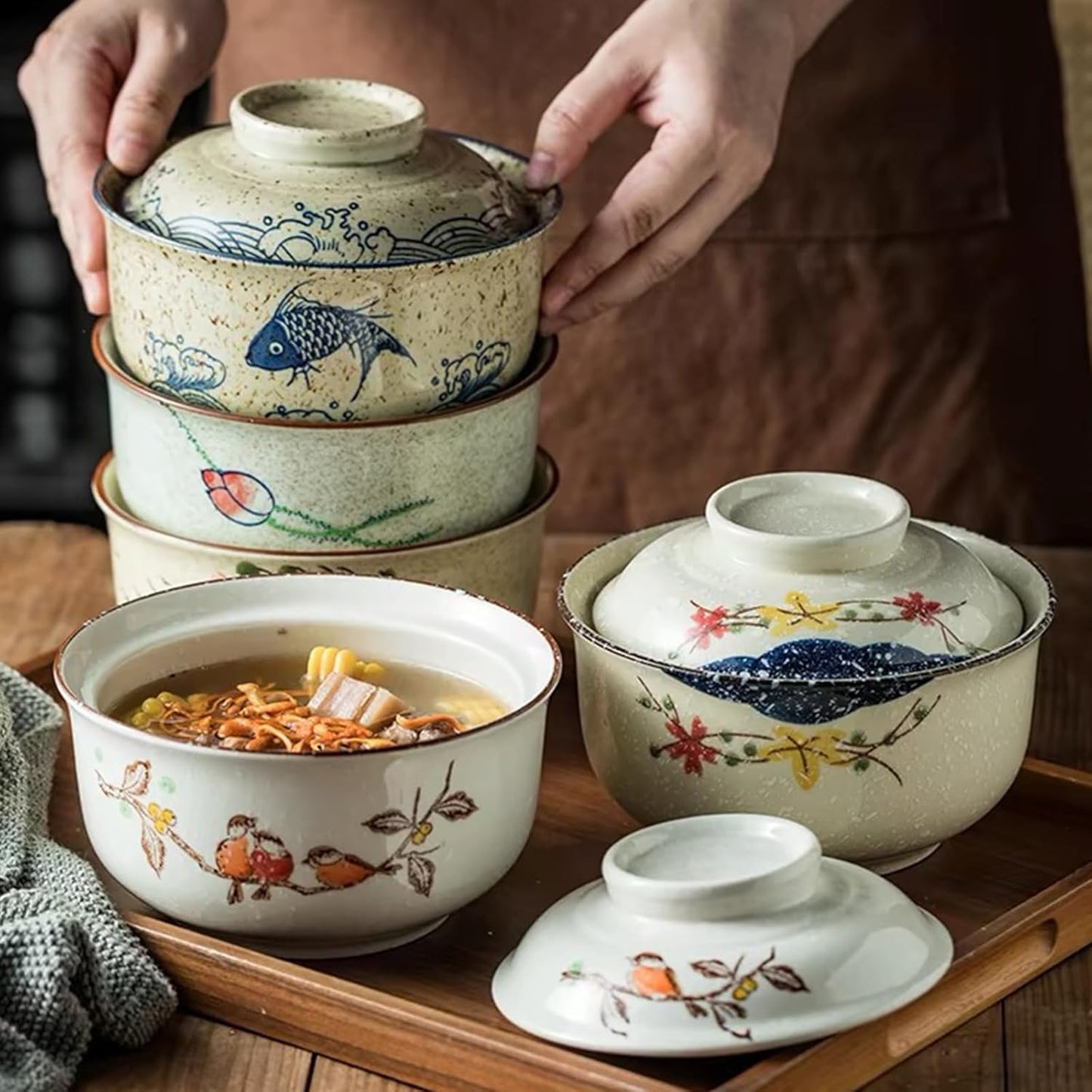 Ramen Bowl Set mit Deckel, Style B
