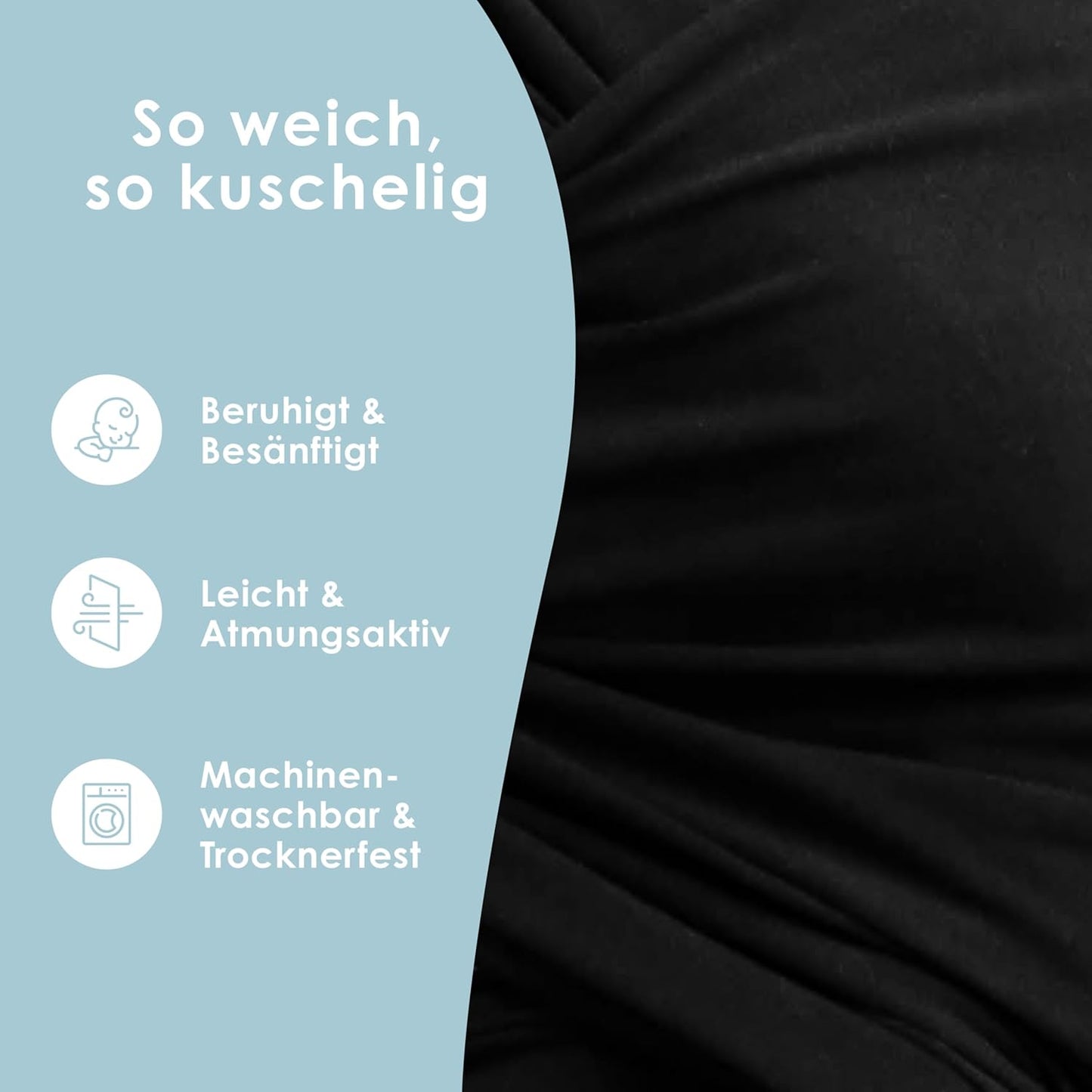 Babytragetuch für Neugeborene, Poly-Spandex Blend Black