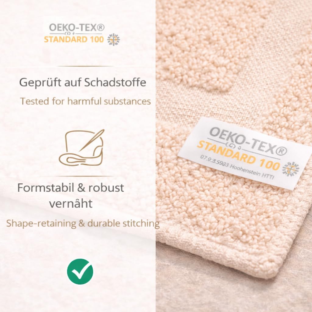 2er-Set Badematten, 50x70 cm, 2x Badvorleger Beige