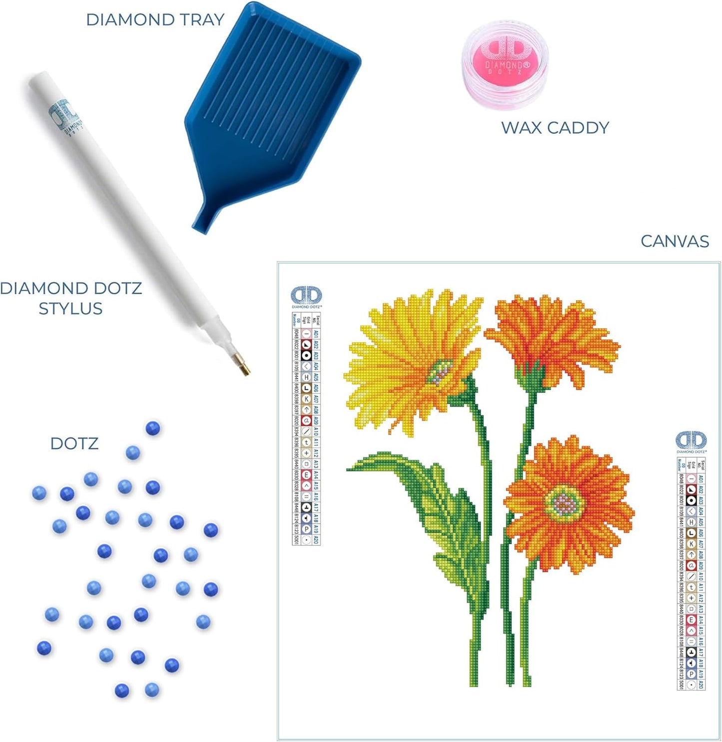 Diamond Painting Kit Blumen, 27 x 37cm Stehend Hoch