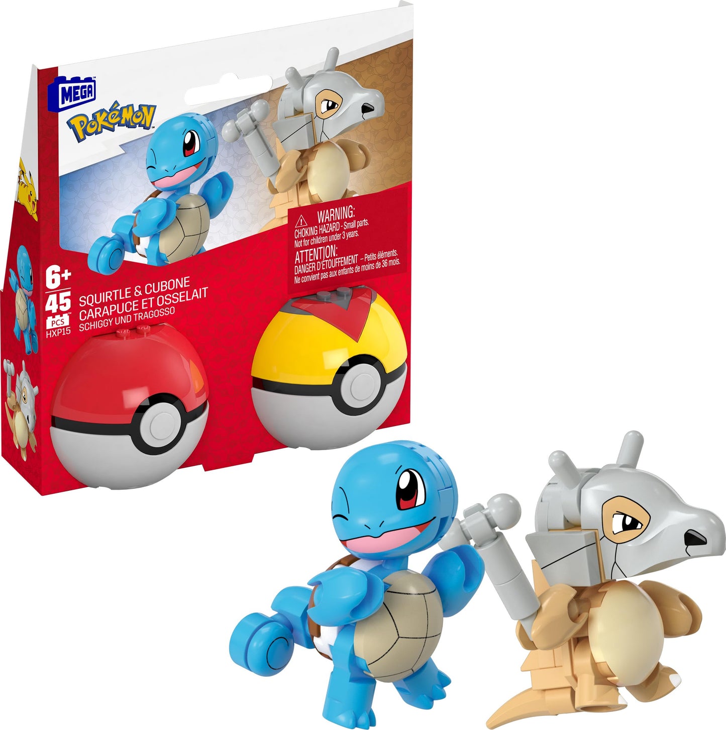 Pokémon Actionfigur Bauspielzeug-Set Schiggy und Tragosso, Schiggy und Tragosso