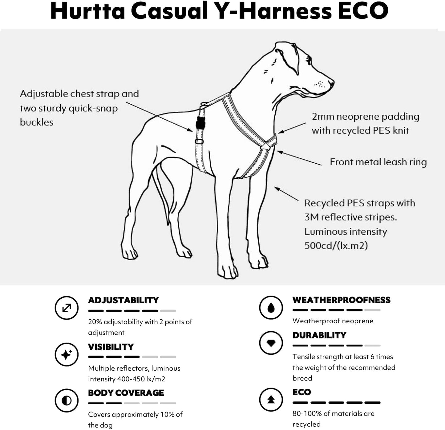Nachhaltiges Y-Hundegeschirr ECO, 35-45 cm Cinnamon