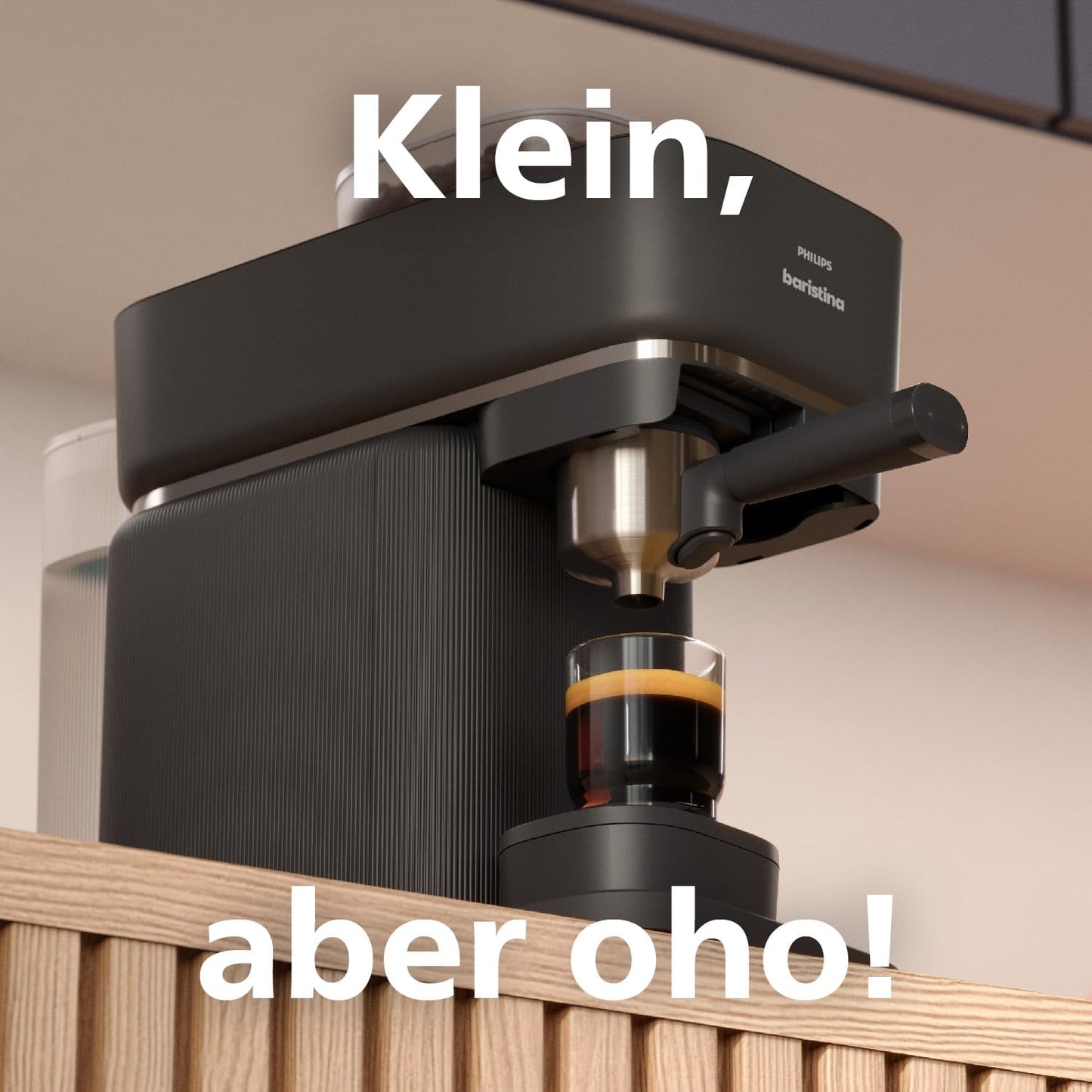 Baristina BAR300/60 mit Siebträger und Mahlwerk, Schwarzgrau mit Schwarzem Siebträger