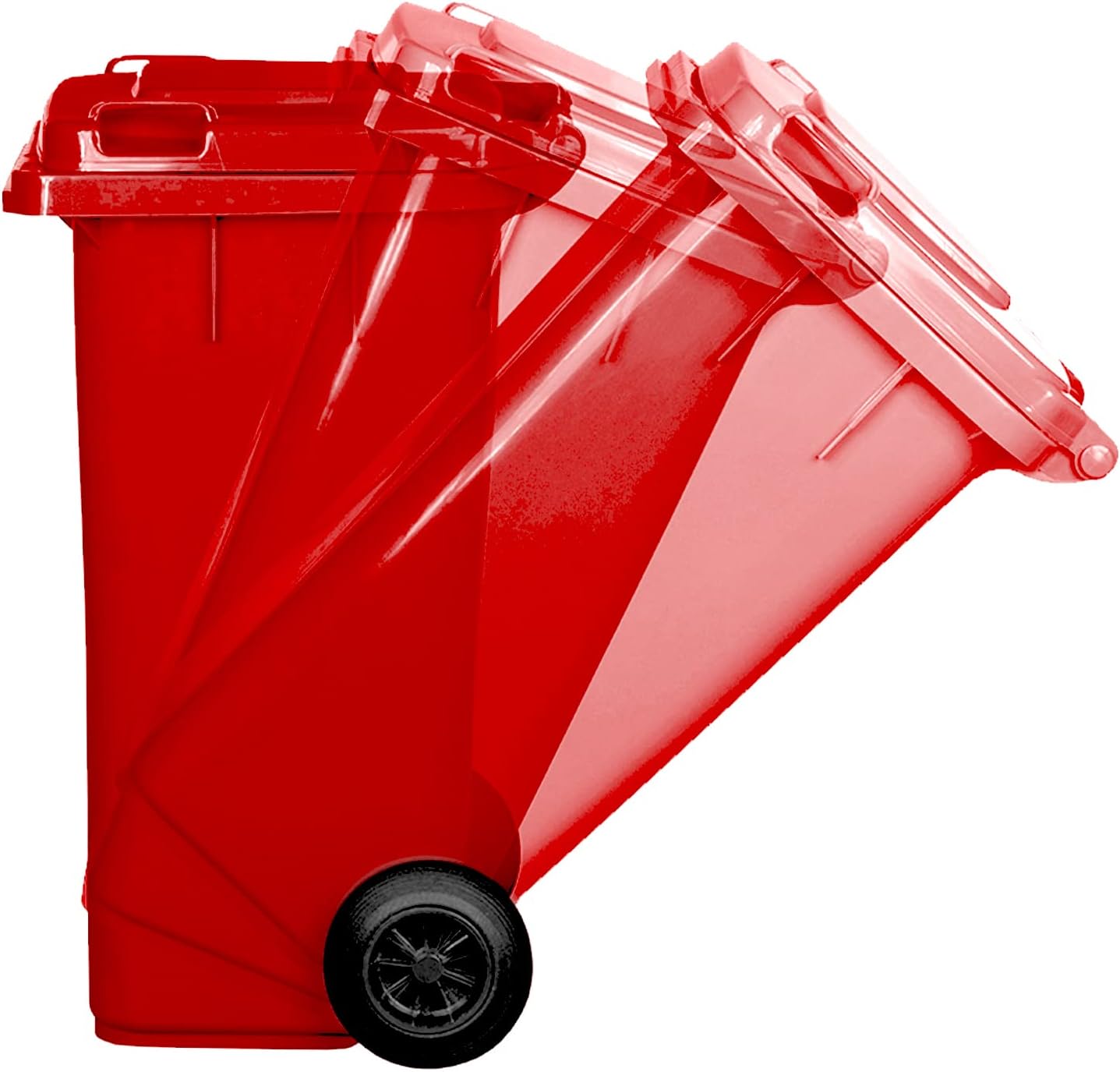 Mülleimer mit leisen Gummirädern, Rot/Grün
