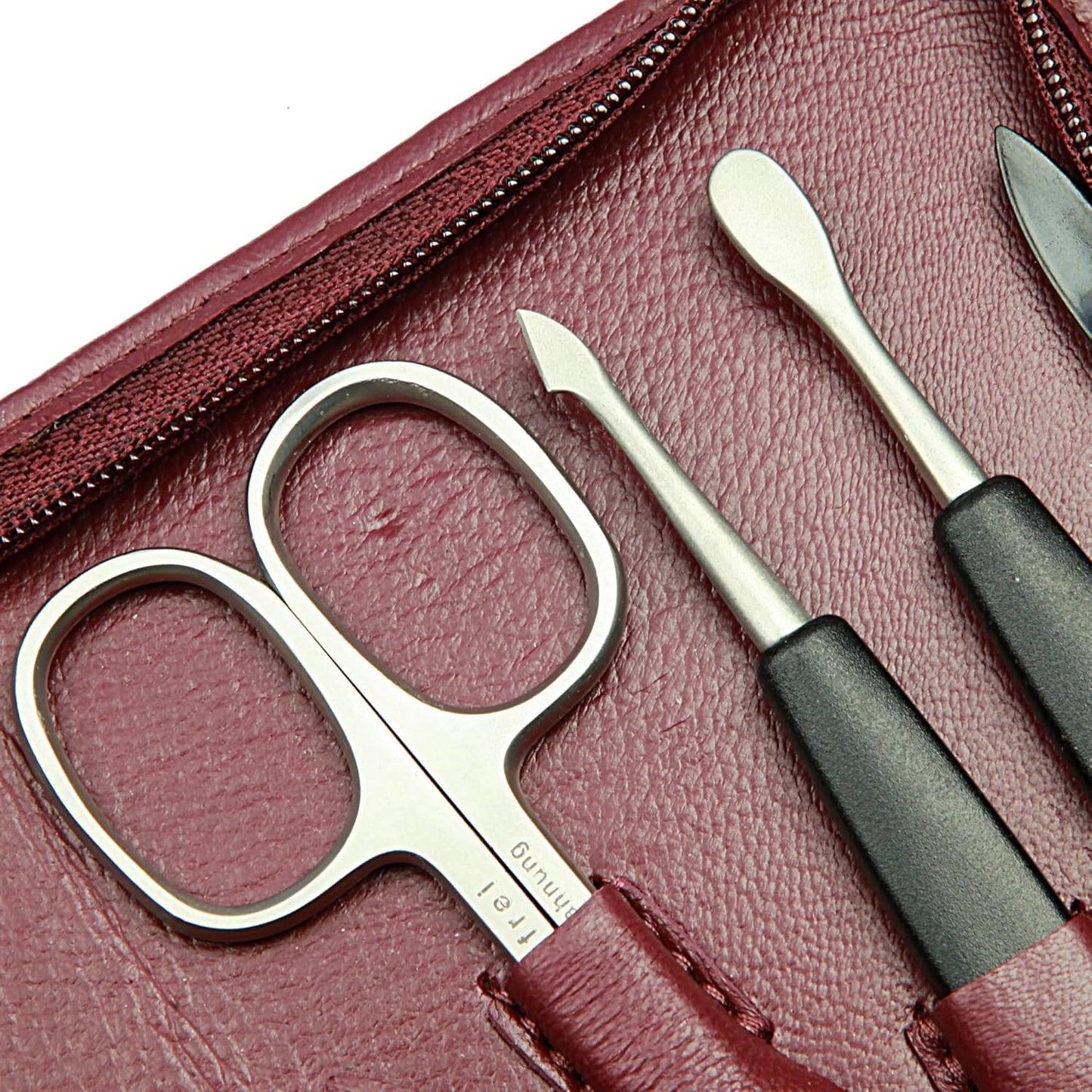 Maniküre-Etui mit 9-tlg. rostfreier Bestückung, bordeaux