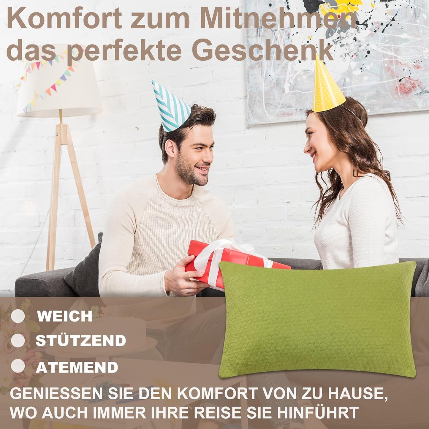 Reisekissen mit Packsack, Avocado-grün Small