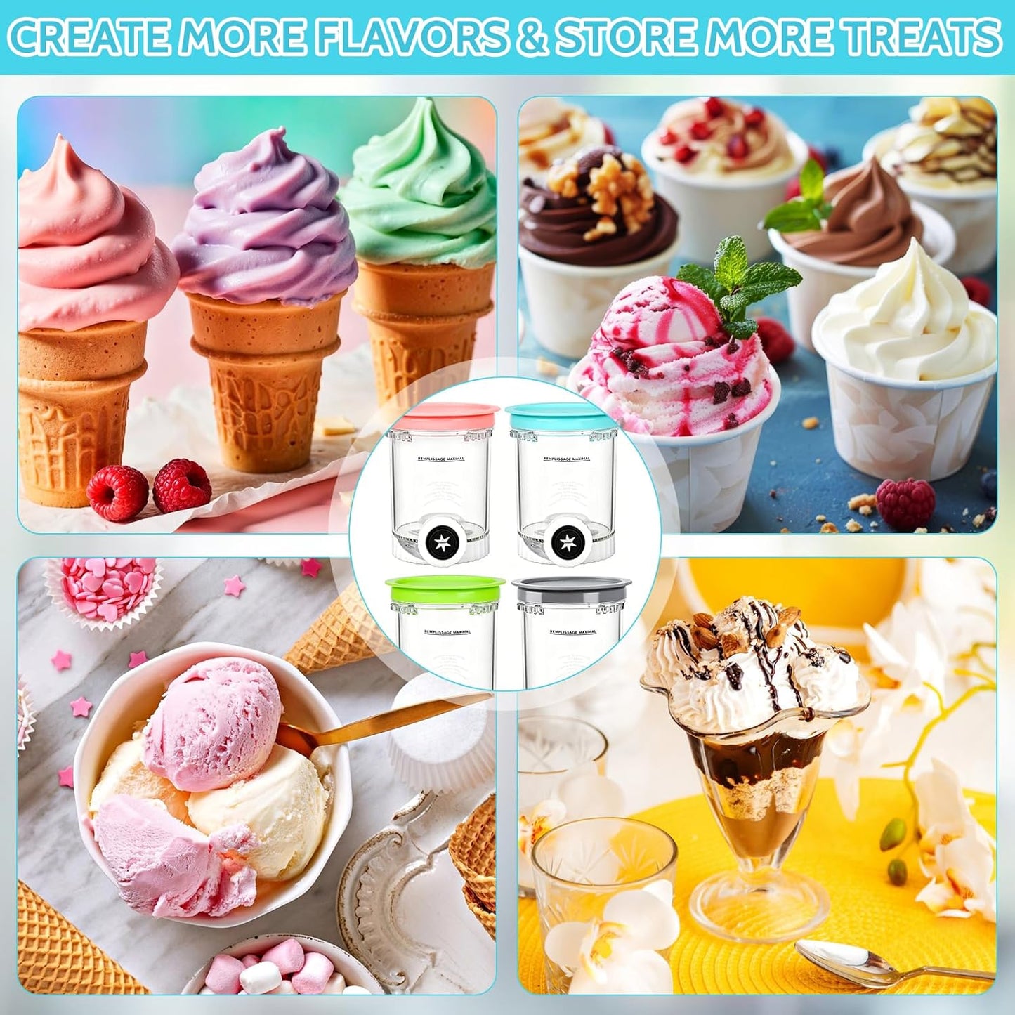 Creami Eismaschine Behälter-Set für NC700 & NC701