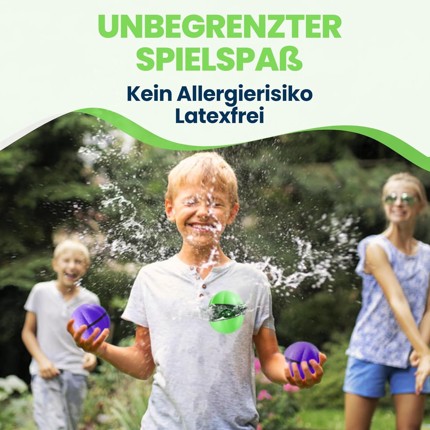 Wiederverwendbare magnetische Wasserbomben (12 Stück), Grün + Lila