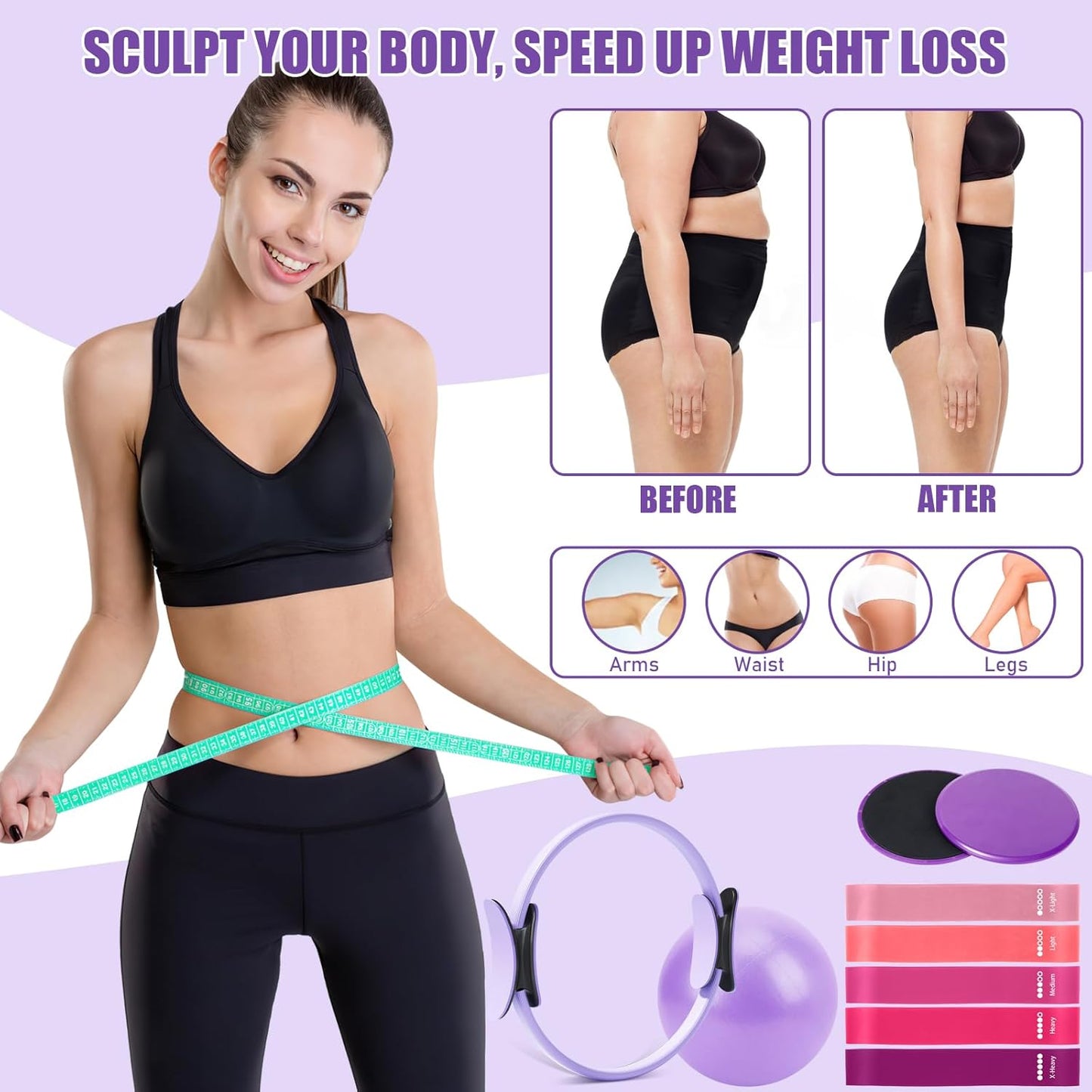 Pilates Essential Kit mit Magic Circle & Zubehör, B