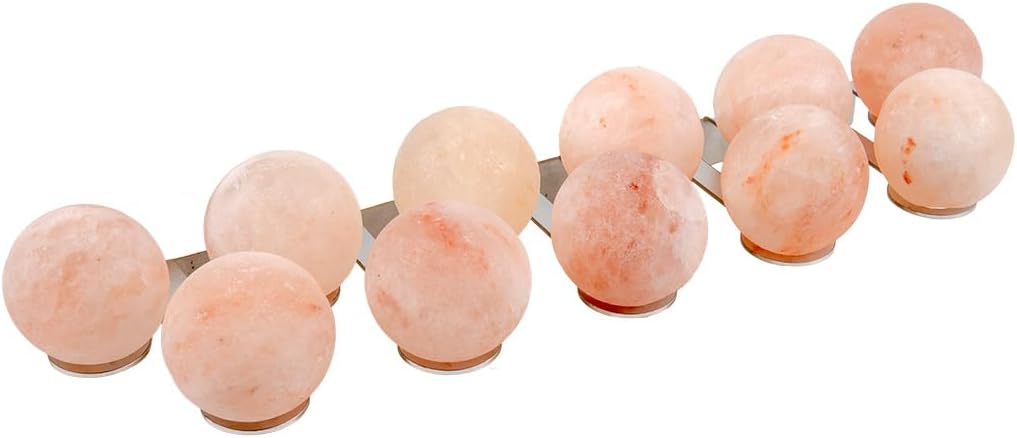 Salzkugeln mit Edelstahl-Wandhalterun, 11 Stück mit Wandhalterung