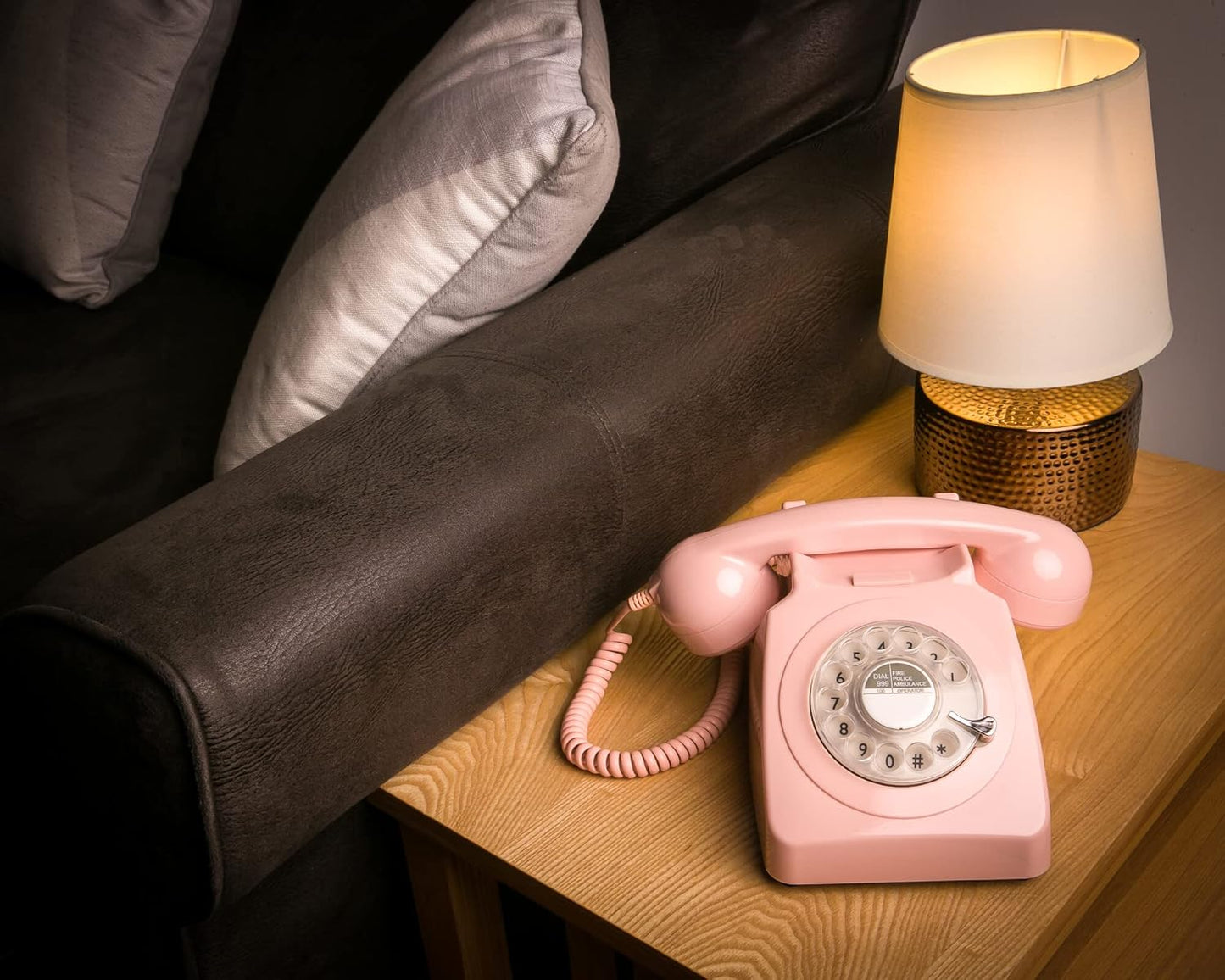 Retro-Telefon mit Wählscheibe im 70er Jahre Design, Pink- Nelke Rosa