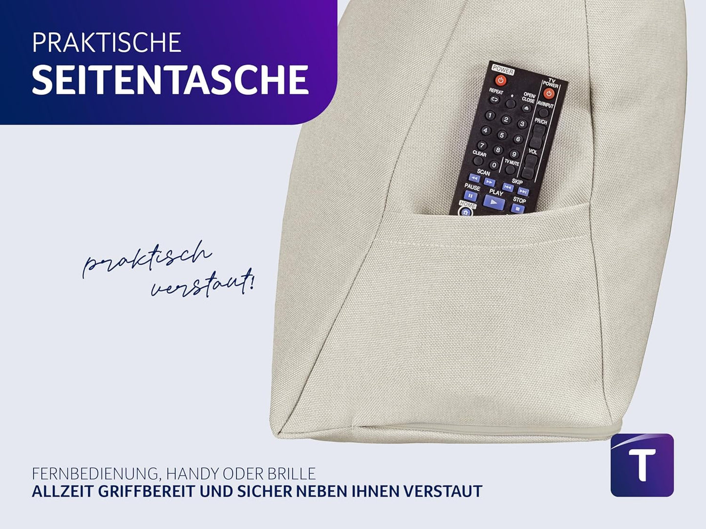 Cozy Rückenkissen mit abnehmbarem Bezug, Beige