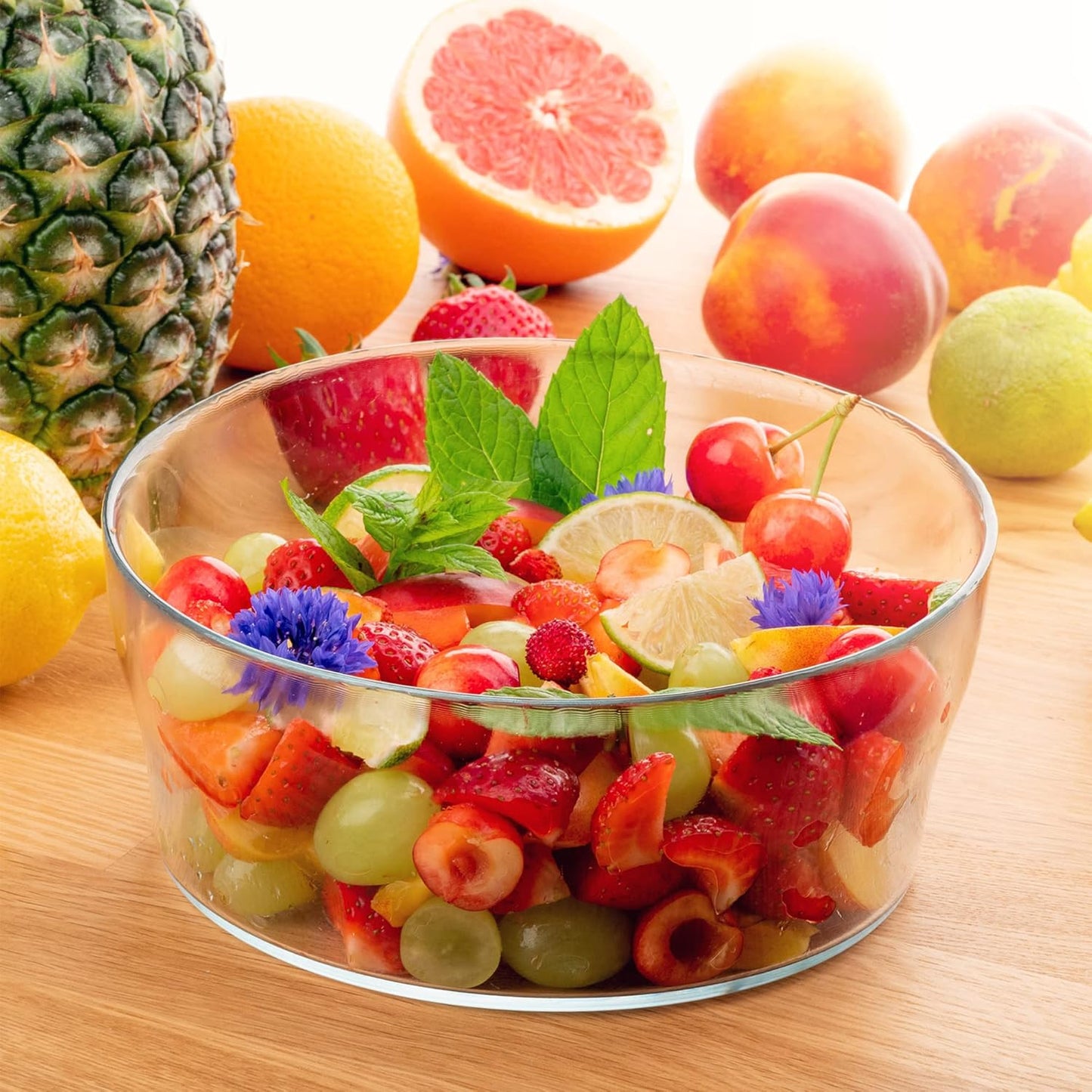 Runde Glasschale für Salat oder Obst