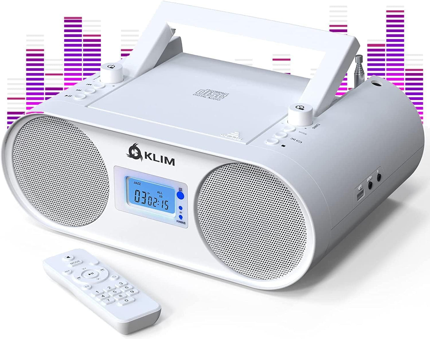 Tragbare Boombox mit CD-Player & Bluetooth, Weiß