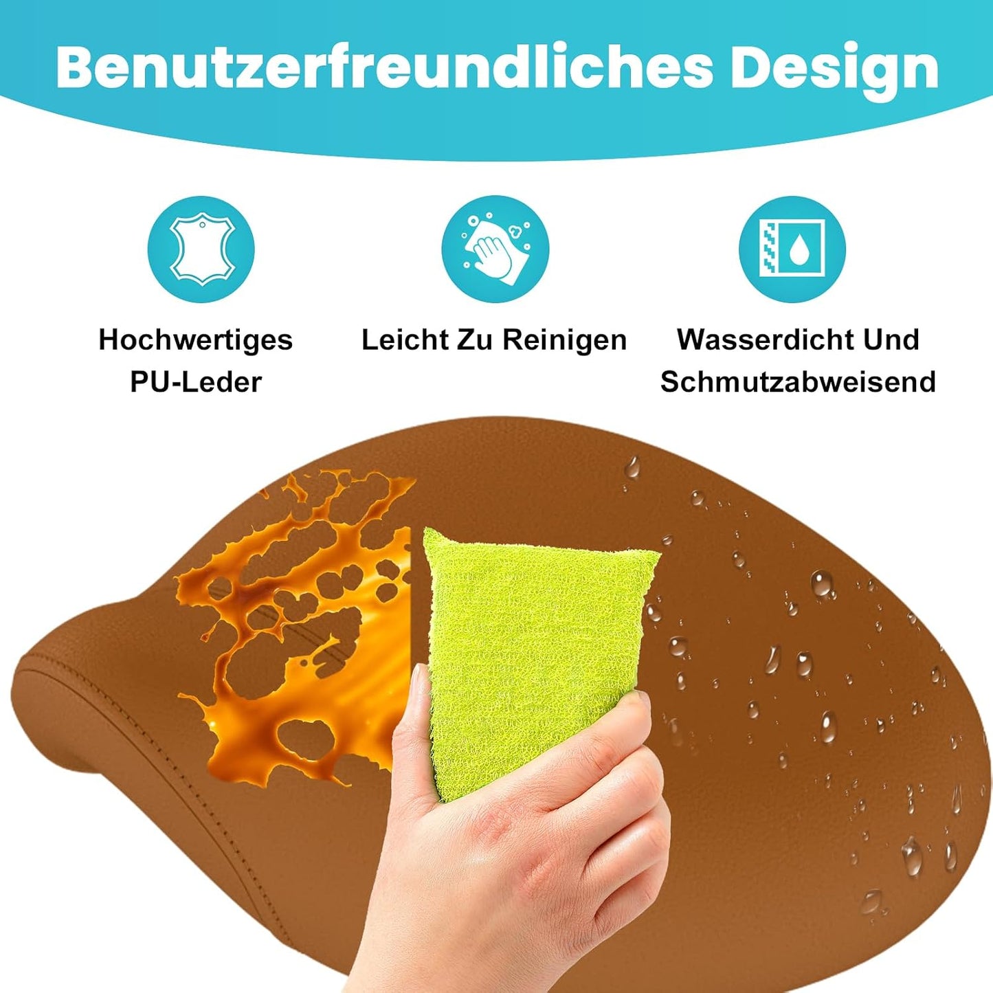 Ergonomischer Sattelhocker mit Rollen und Ringpedal, Braun