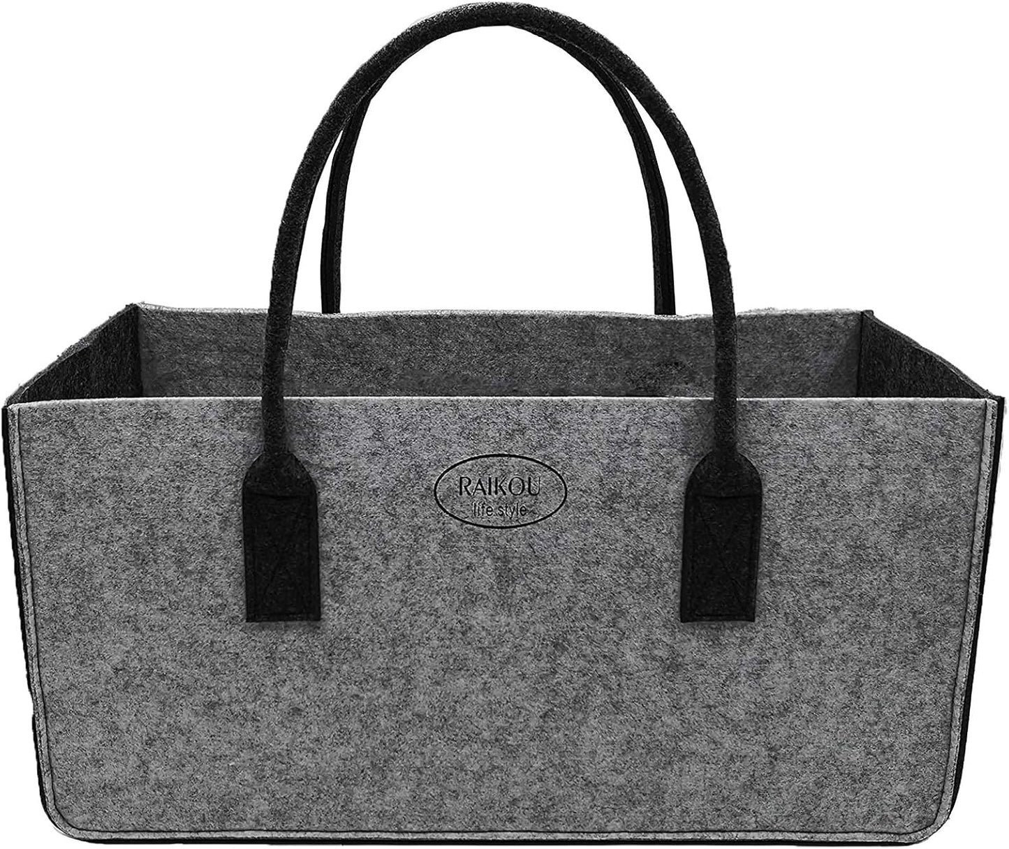 Filz-Tasche Shopper & Kaminholztasche, 50x25x25cm Grau/Anthrazit