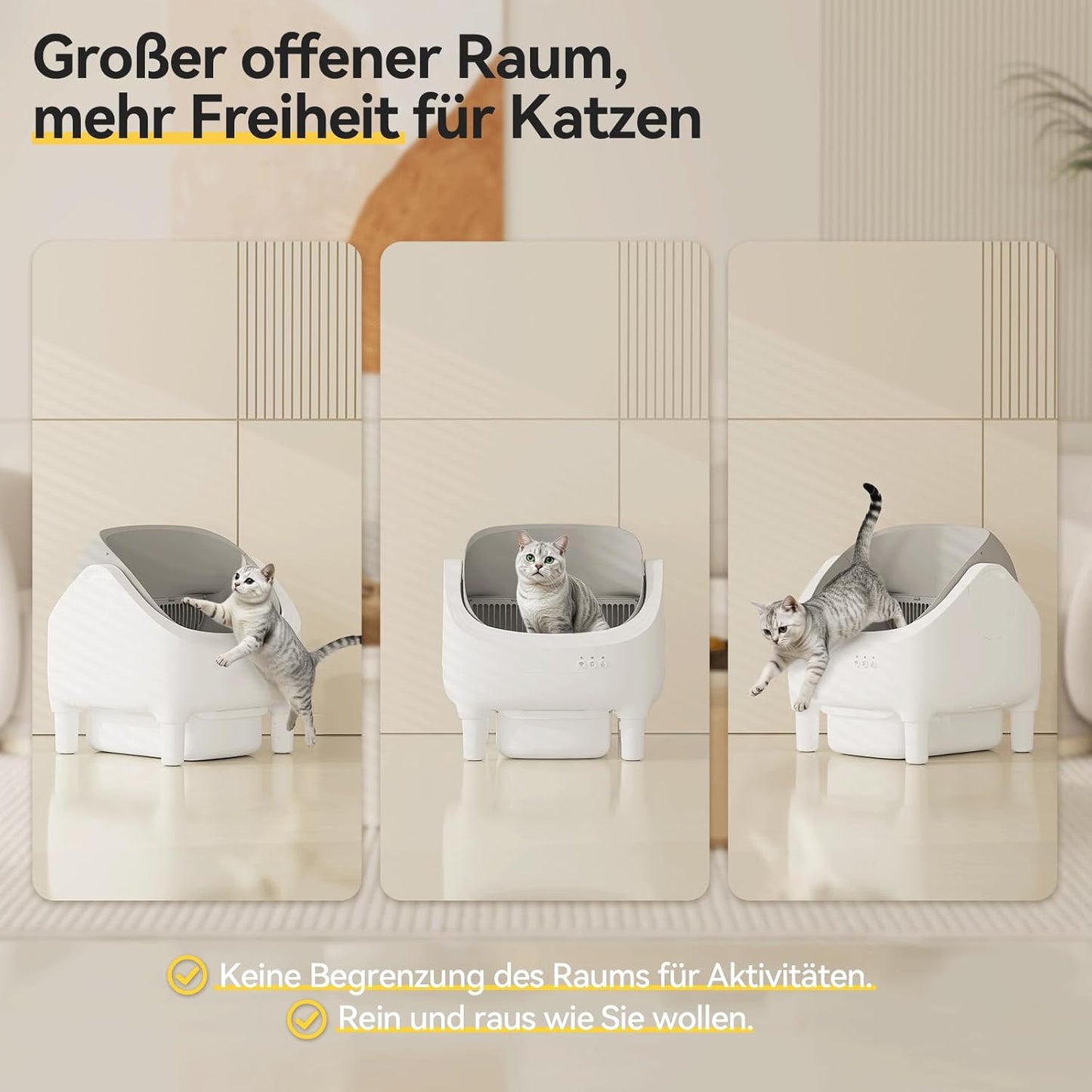 Selbstreinigende Katzenstreu-Box mit App-Steuerung, XXL-3