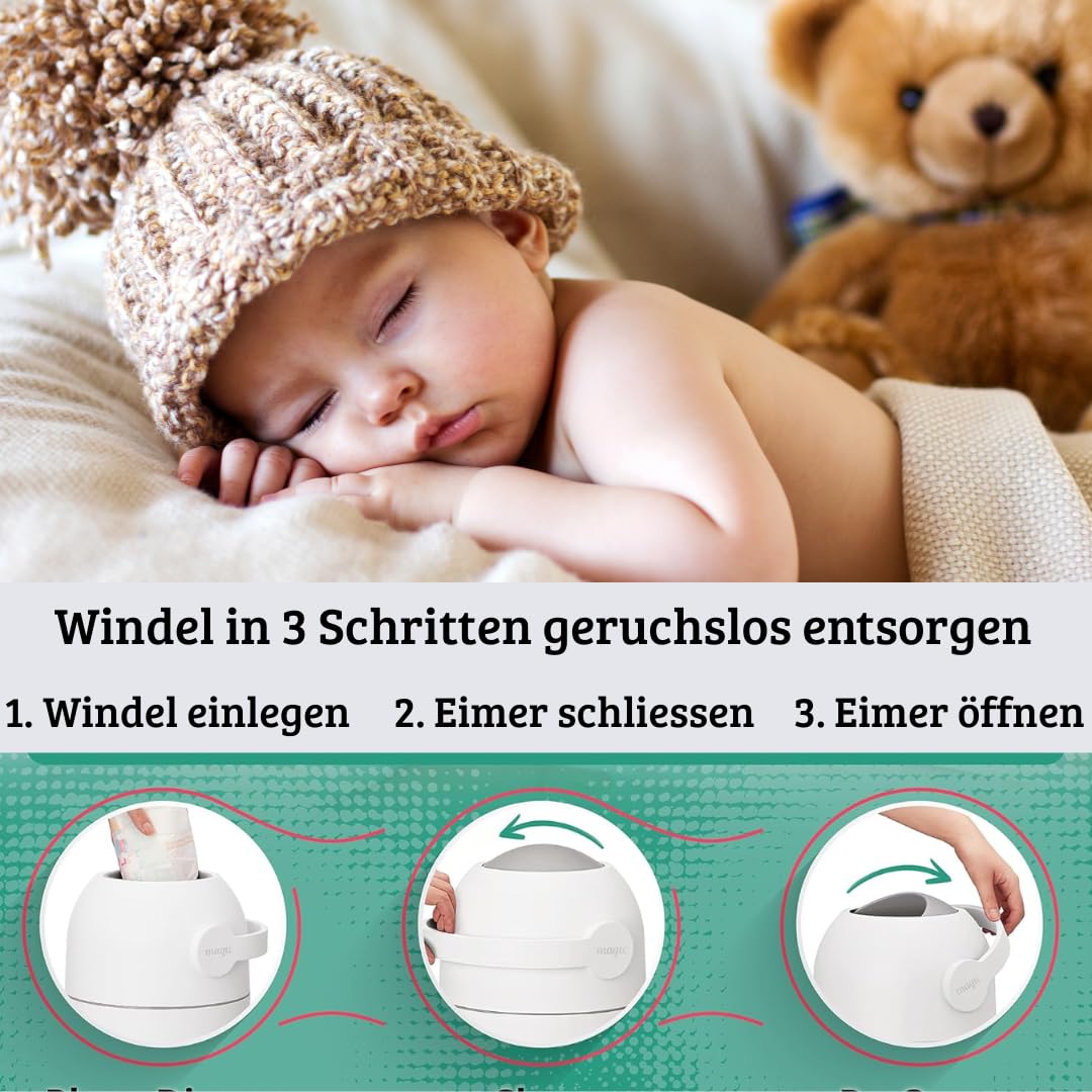 Windeleimer mit Geruchsstop-System, White