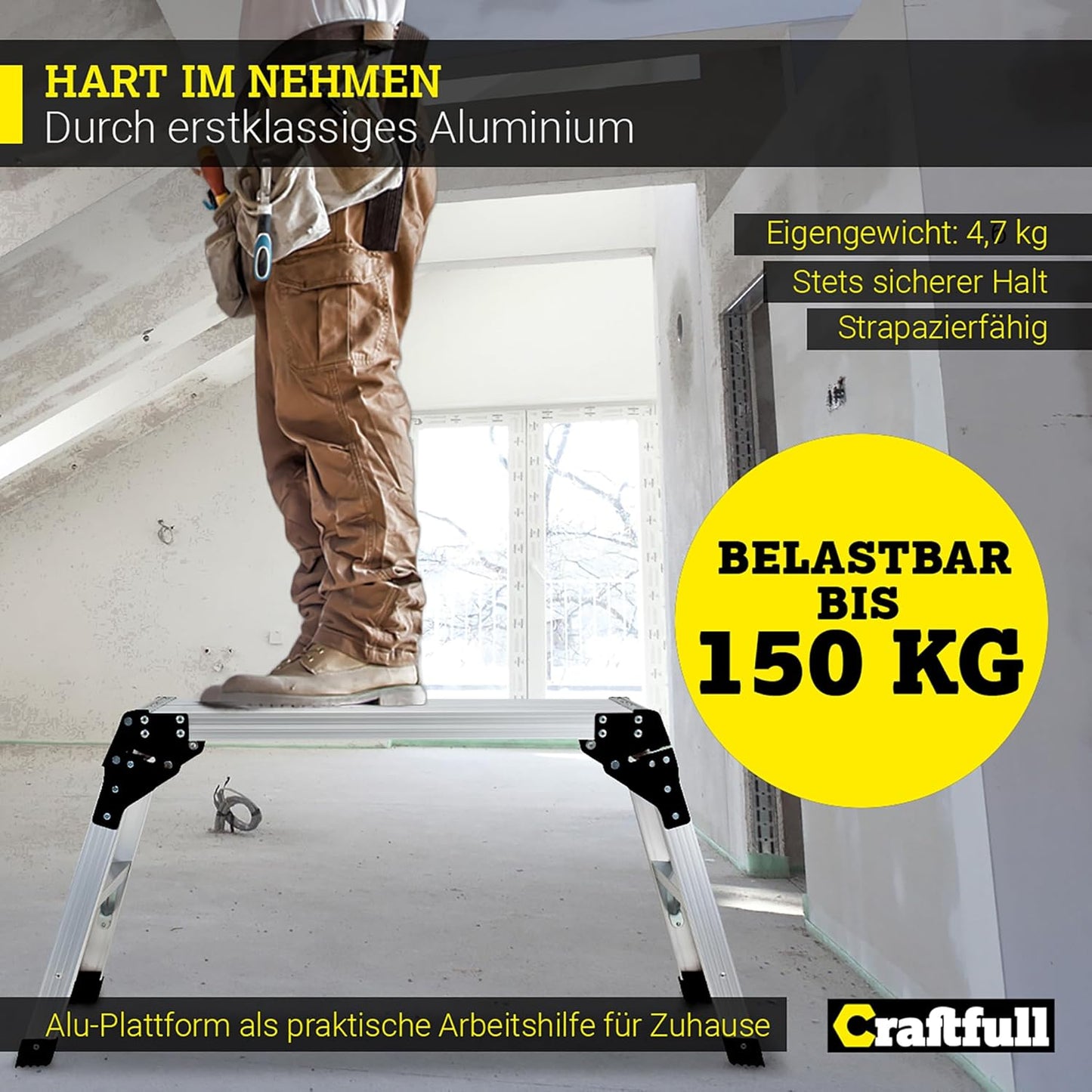 Klappbare Arbeitsplattform CF-107A, Silber/Schwarz