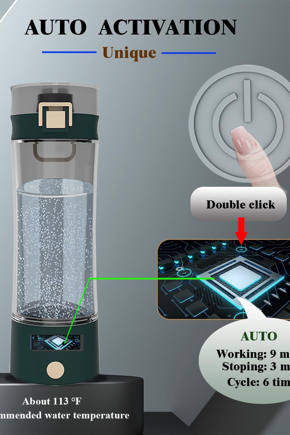Wasserstoff-Wasserflasche Generator mit SPE PEM Technik, Grün