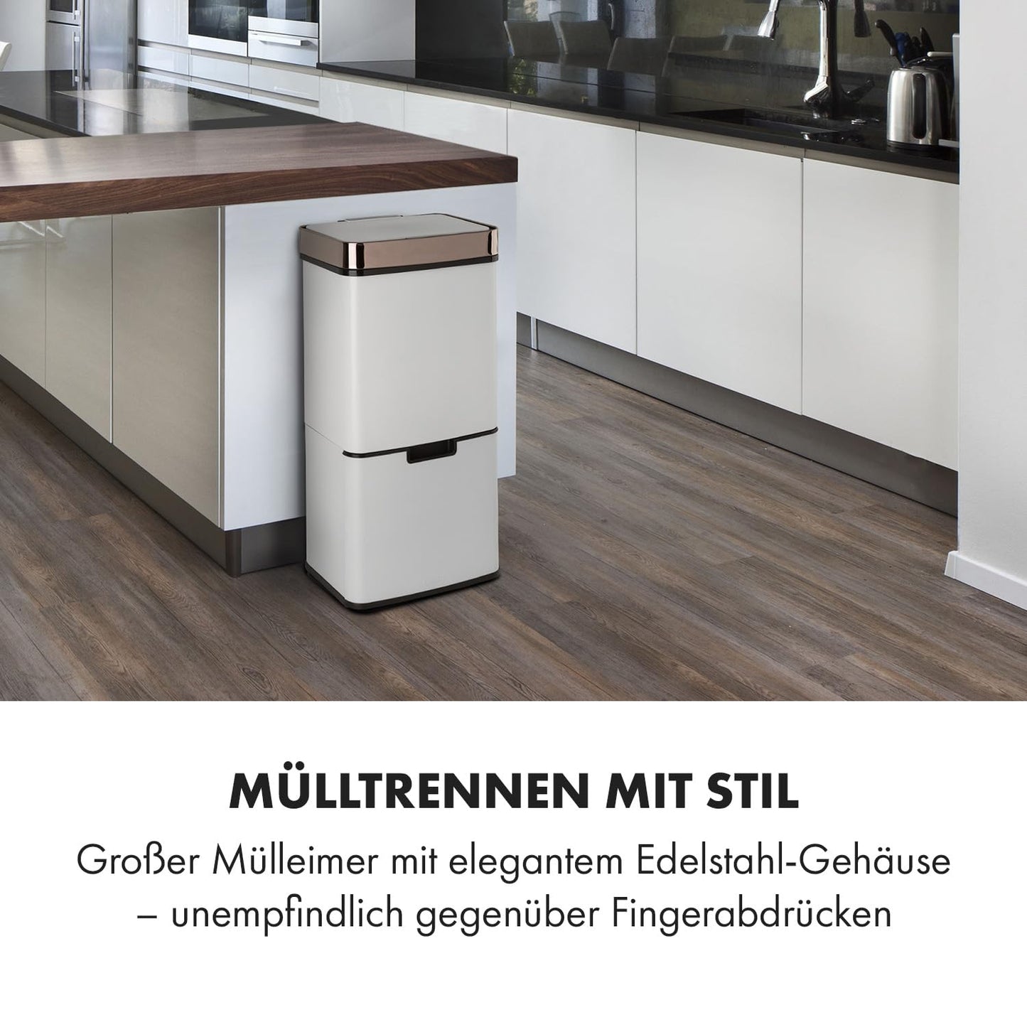 Royal Trash Sensor-Mülleimer, Roségold / Beige