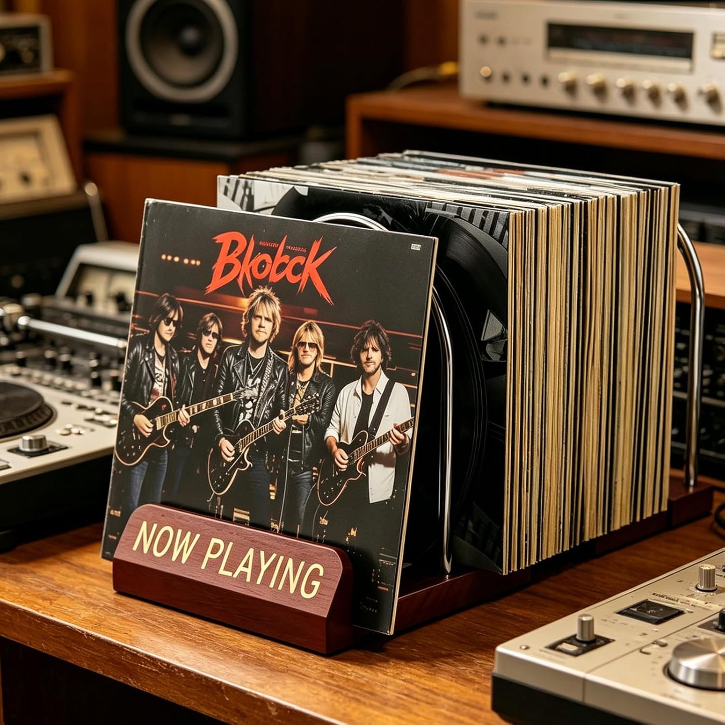 Schallplatten-Aufbewahrungsständer mit Trennwand