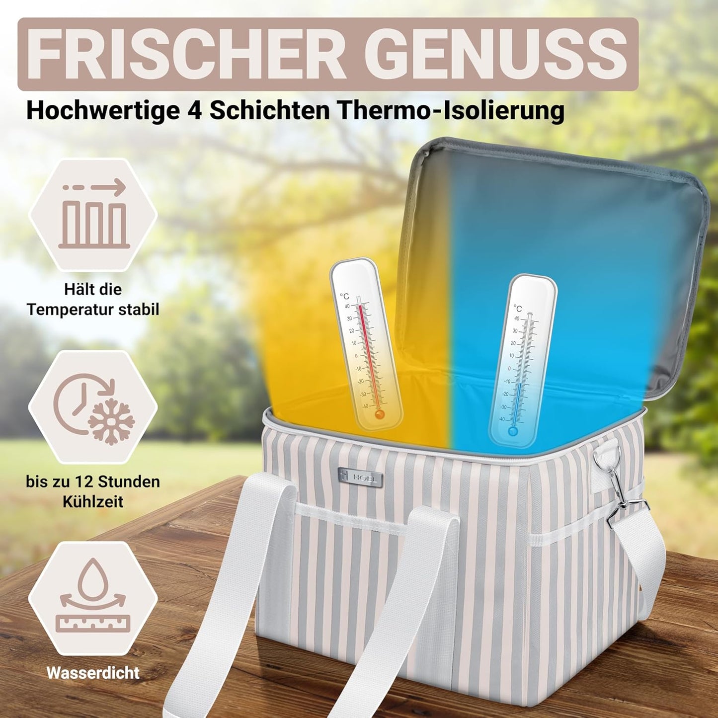 Faltbare Kühltasche, 20L Beige