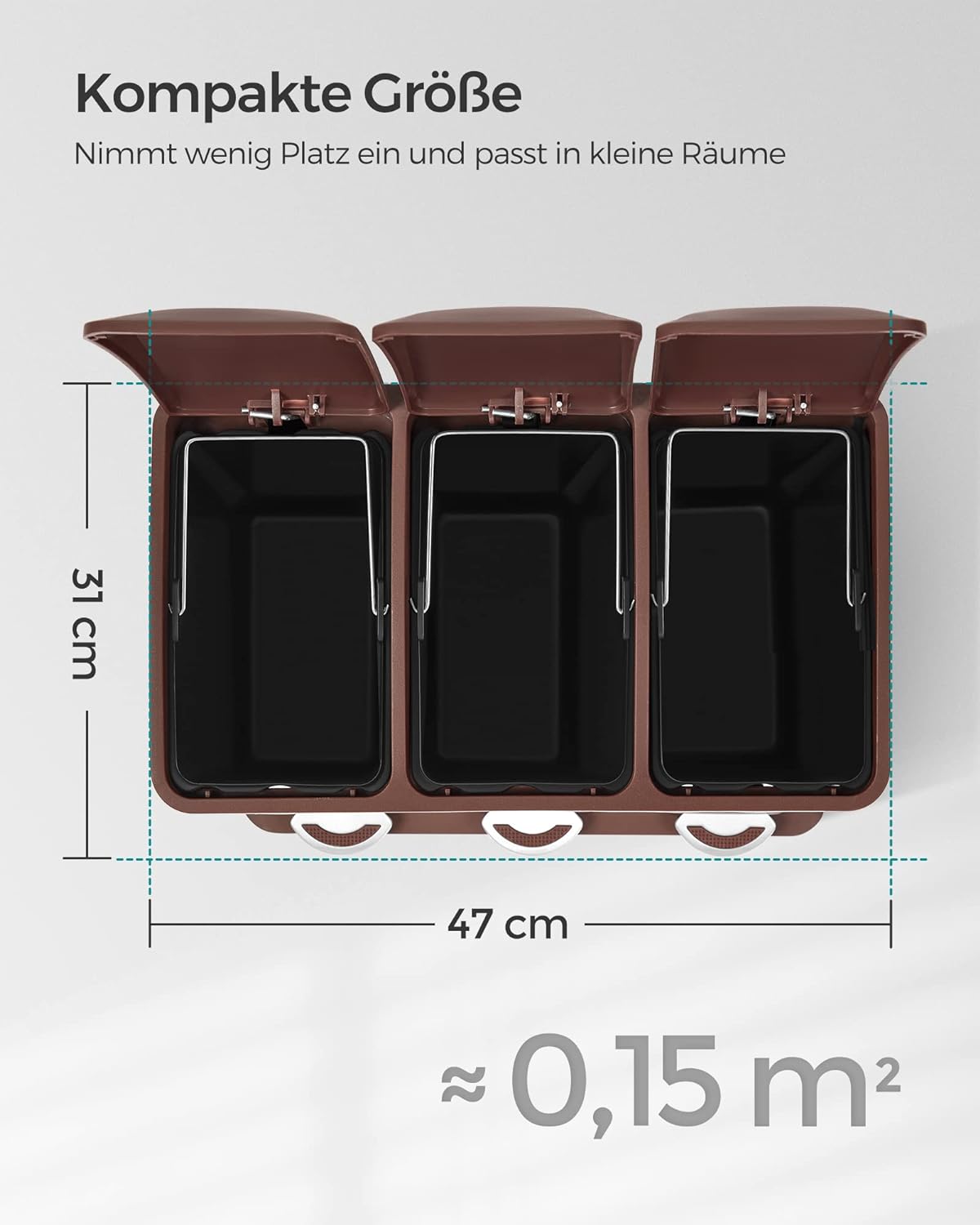 Mülltrennsystem, Elfenbeinfarben + Braun