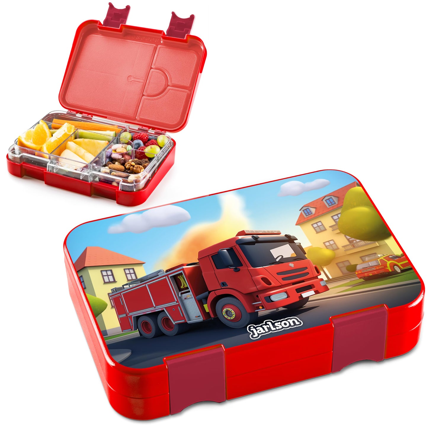 Brotdose Kinder Bento Box auslaufsicher (Feuerwehrwagen), Feuerwehrwagen