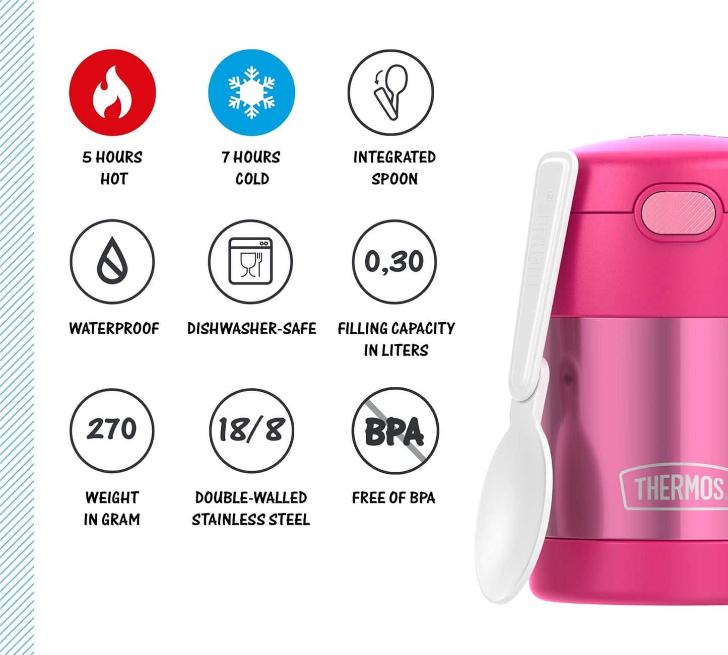 Funtainer Isolierbehälter mit Löffel, Pink