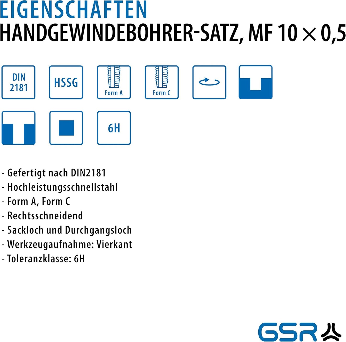 Gewindebohrer M10, Metrisch M10 x 0,5