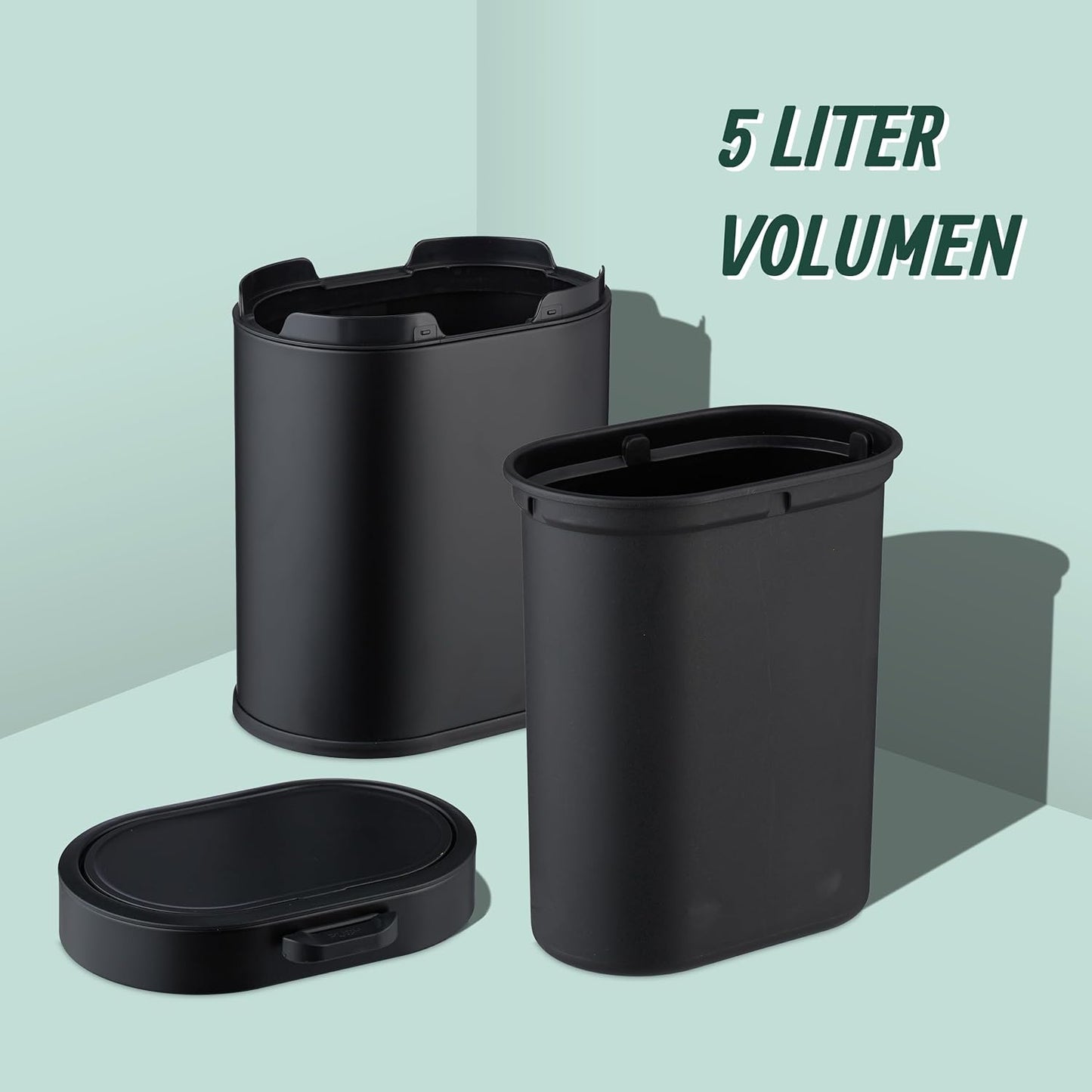Mülleimer zur Wandmontage, schwarz