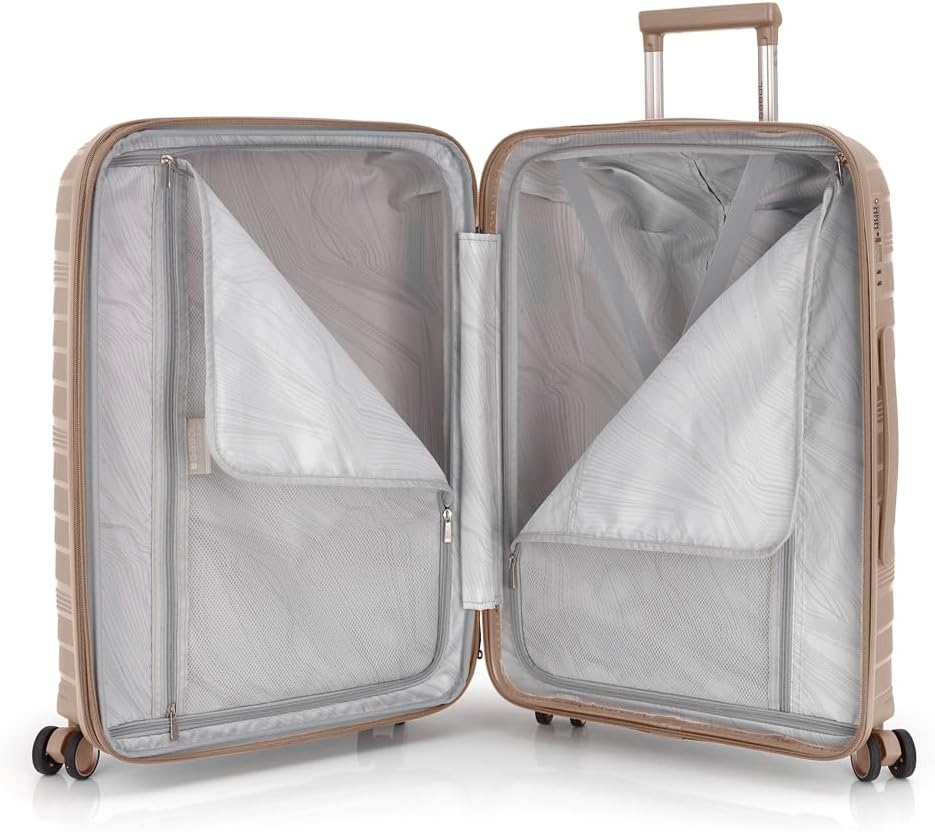 Hartschalenkoffer mit 4 Doppelrollen, M Beige
