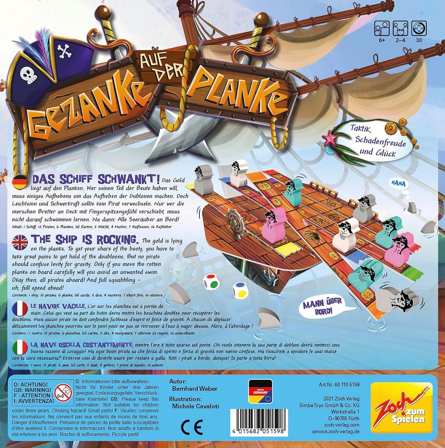 Piratenspiel "Gezanke auf der Planke" (2-4 Spieler)