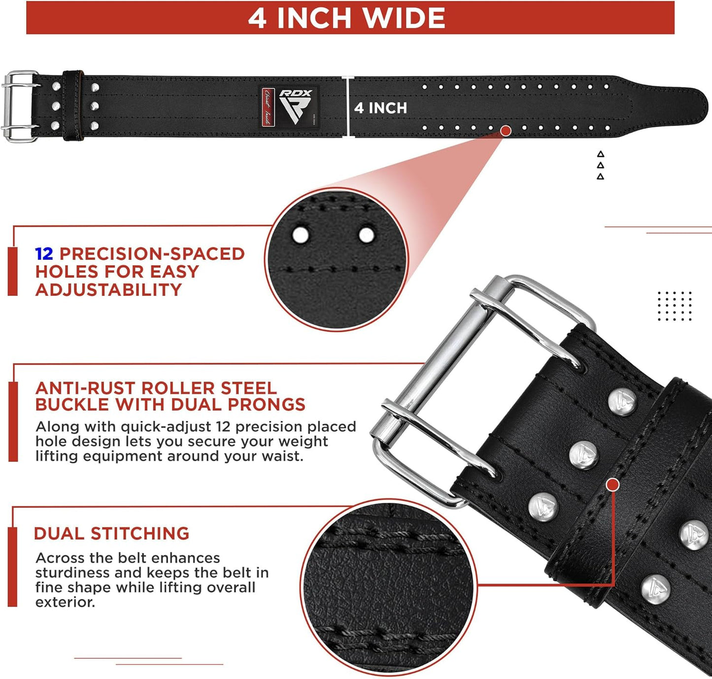 Gewichthebergürtel Leder, SCHWARZ XL