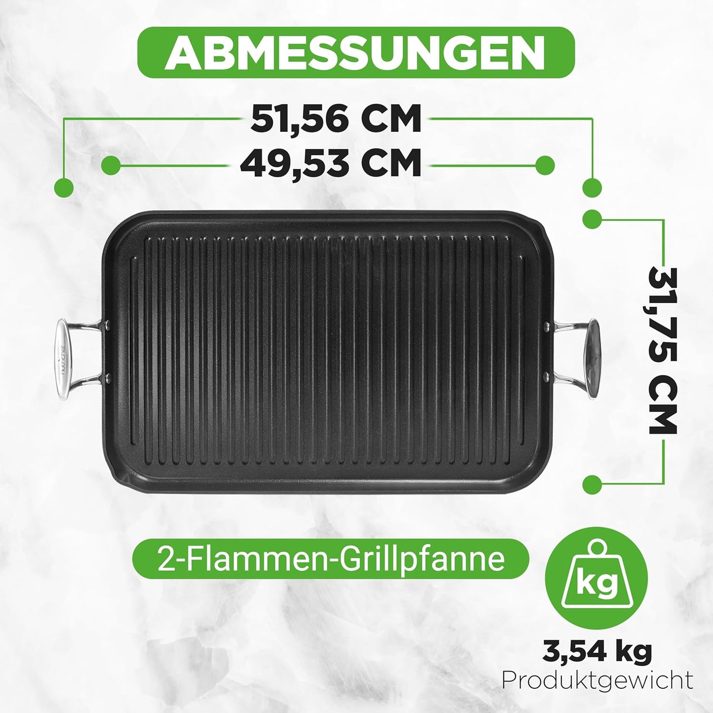 Antihaft-Grillpfanne für Gasgrill & Herd, Geriffelte Grillfläche